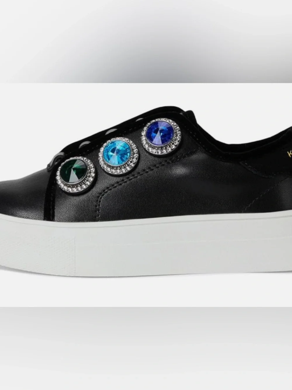 Kurt Geiger Black Mini Laney Octavia Slip-On Sneaker with Gemstones - Picture 4 of 6